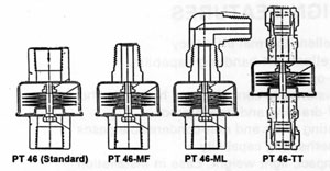 End connection options: PT 46 standard, 46-MF, 46-ML and 46-TT