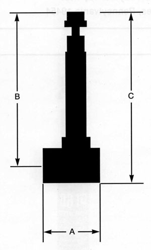 Dimension drawing of the Series 60 valve showing dimensions A, B and C
